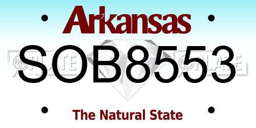 SOB8553 Arkansas License Plate