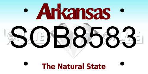 SOB8583 Arkansas License Plate