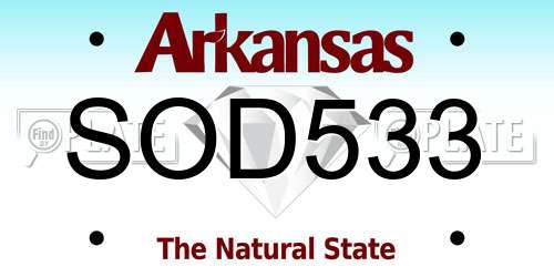 SOD533 Arkansas License Plate