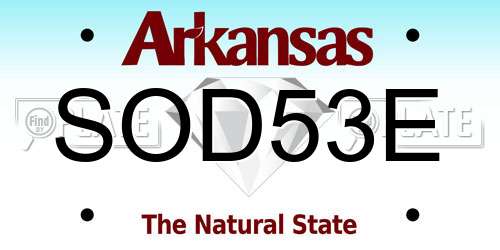 SOD53E Arkansas License Plate