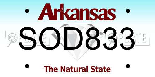SOD833 Arkansas License Plate