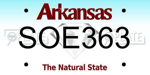 SOE363 Arkansas License Plate