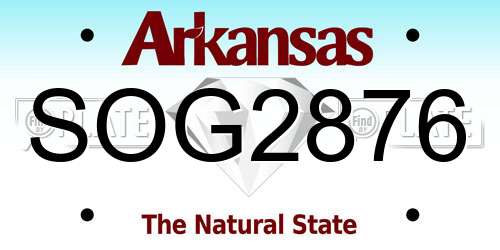 SOG2876 Arkansas License Plate