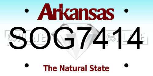 SOG7414 Arkansas License Plate