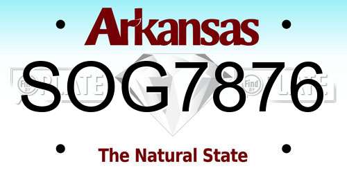 SOG7876 Arkansas License Plate
