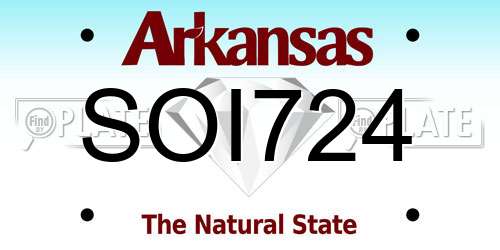 SOI724 Arkansas License Plate