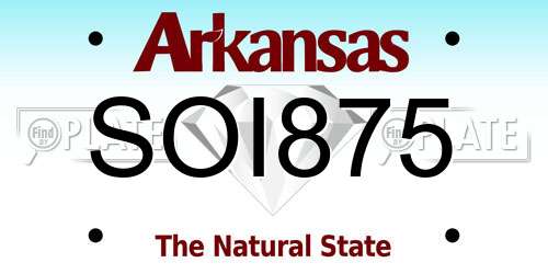 SOI875 Arkansas License Plate