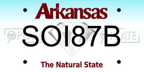 SOI87B Arkansas License Plate