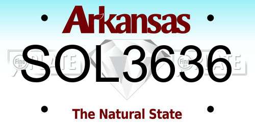 SOL3636 Arkansas License Plate