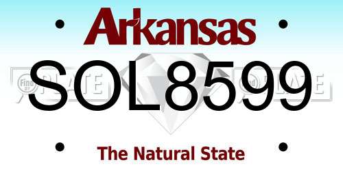 SOL8599 Arkansas License Plate