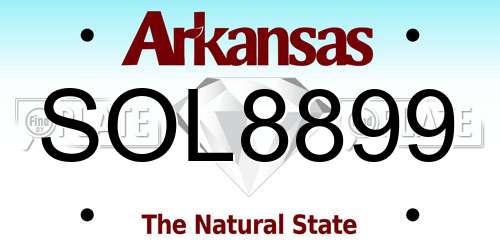 SOL8899 Arkansas License Plate
