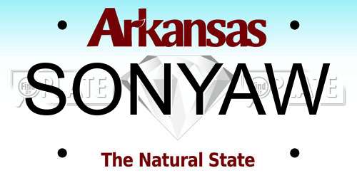 SONYAW Arkansas License Plate