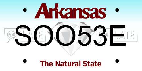 SOO53E Arkansas License Plate