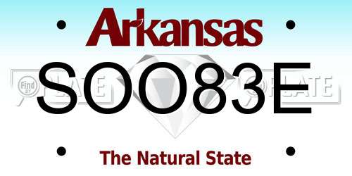 SOO83E Arkansas License Plate