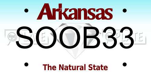 SOOB33 Arkansas License Plate