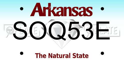 SOQ53E Arkansas License Plate