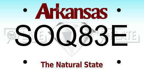SOQ83E Arkansas License Plate