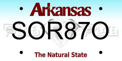 SOR87O Arkansas License Plate