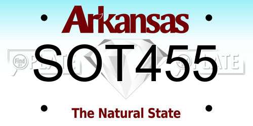 SOT455 Arkansas License Plate