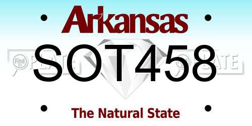 SOT458 Arkansas License Plate