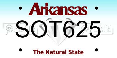 SOT625 Arkansas License Plate