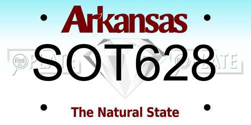 SOT628 Arkansas License Plate