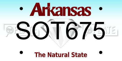 SOT675 Arkansas License Plate