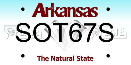 SOT67S Arkansas License Plate