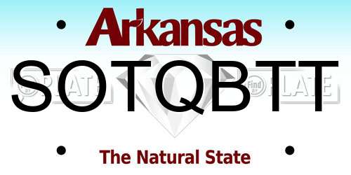 SOTQBTT Arkansas License Plate