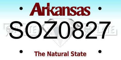 SOZ0827 Arkansas License Plate