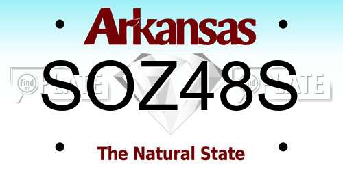 SOZ48S Arkansas License Plate
