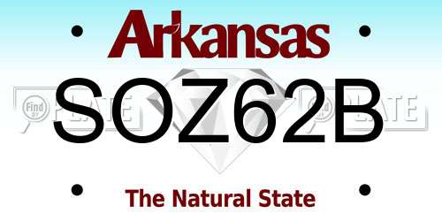 SOZ62B Arkansas License Plate