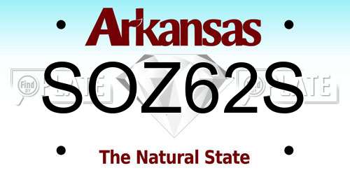 SOZ62S Arkansas License Plate