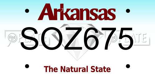 SOZ675 Arkansas License Plate