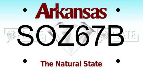 SOZ67B Arkansas License Plate