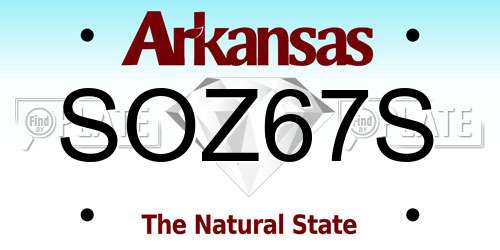 SOZ67S Arkansas License Plate