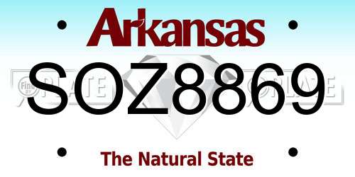 SOZ8869 Arkansas License Plate