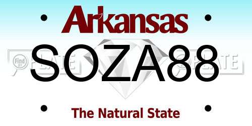 SOZA88 Arkansas License Plate