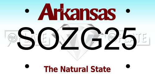SOZG25 Arkansas License Plate