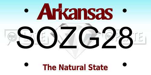 SOZG28 Arkansas License Plate