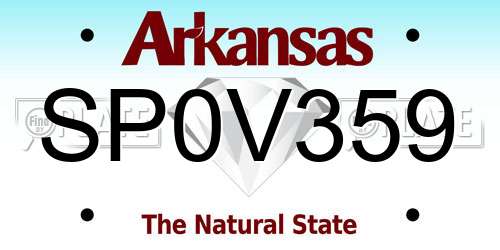 SP0V359 Arkansas License Plate