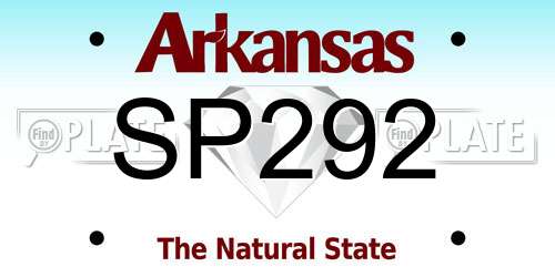 SP292 Arkansas License Plate