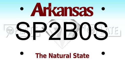 SP2B0S Arkansas License Plate