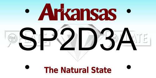 SP2D3A Arkansas License Plate
