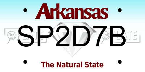 SP2D7B Arkansas License Plate