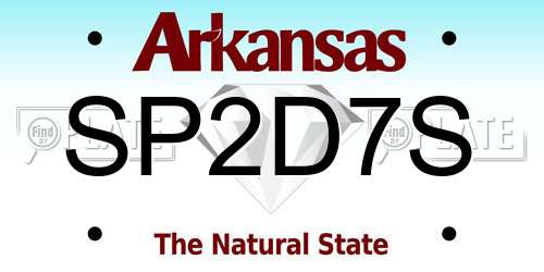 SP2D7S Arkansas License Plate