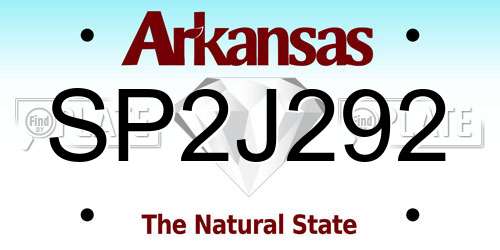 SP2J292 Arkansas License Plate