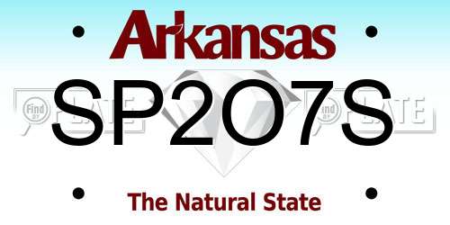 SP2O7S Arkansas License Plate