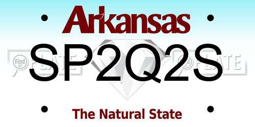 SP2Q2S Arkansas License Plate