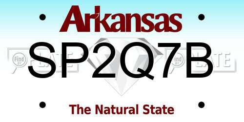 SP2Q7B Arkansas License Plate